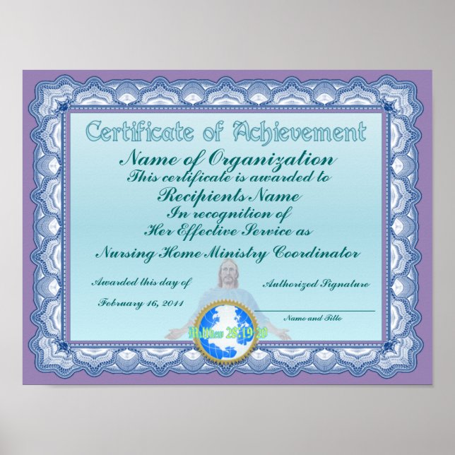 Achievement-intyg (kristet) poster (Framsidan)
