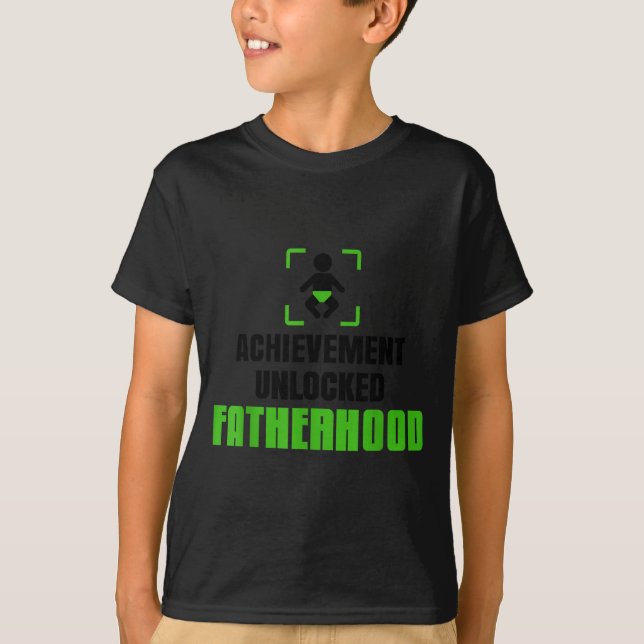 Achievement Unlocked Fatherhood Gamer Video Games  T Shirt (Framsida)