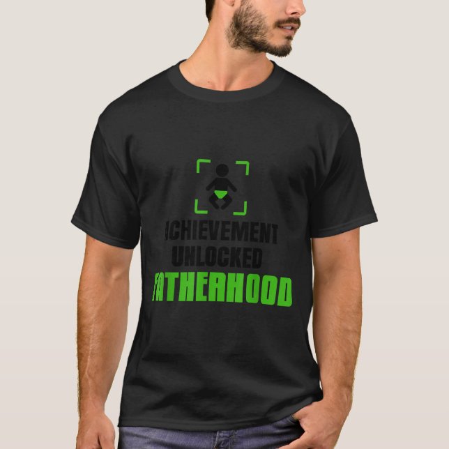 Achievement Unlocked Fatherhood Gamer Video Games  T Shirt (Framsida)