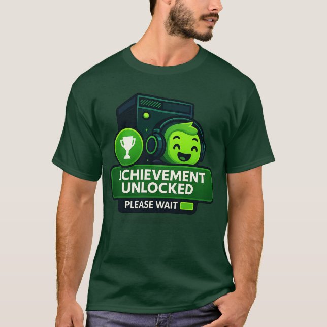 “Achievement Unlocked – Gamer Trophy T-Shirt” T Shirt (Framsida)