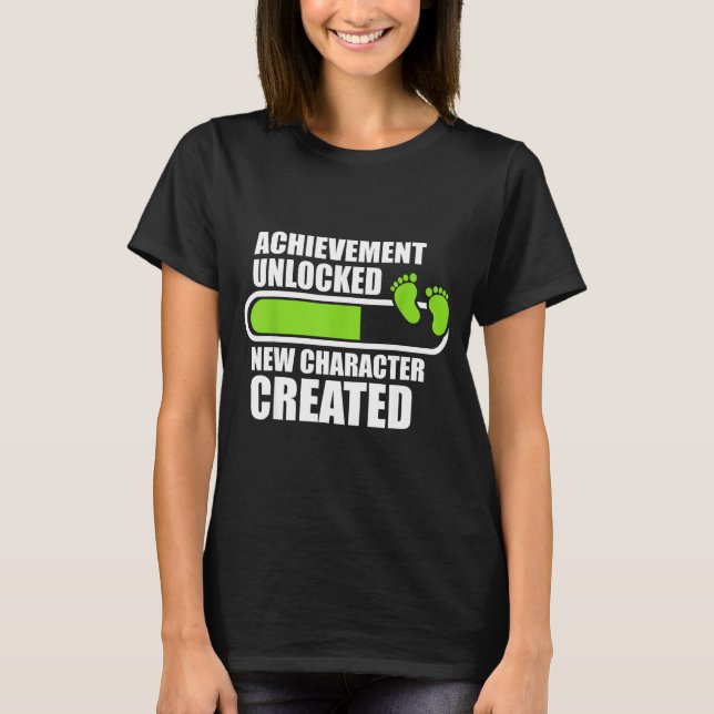Achievement Unlocked New Character D Funny Pregnan T Shirt (Framsida)