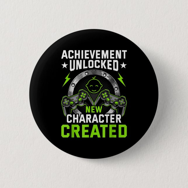 Achievement Unlocked New Character D Video Gamer  Knapp (Framsida)