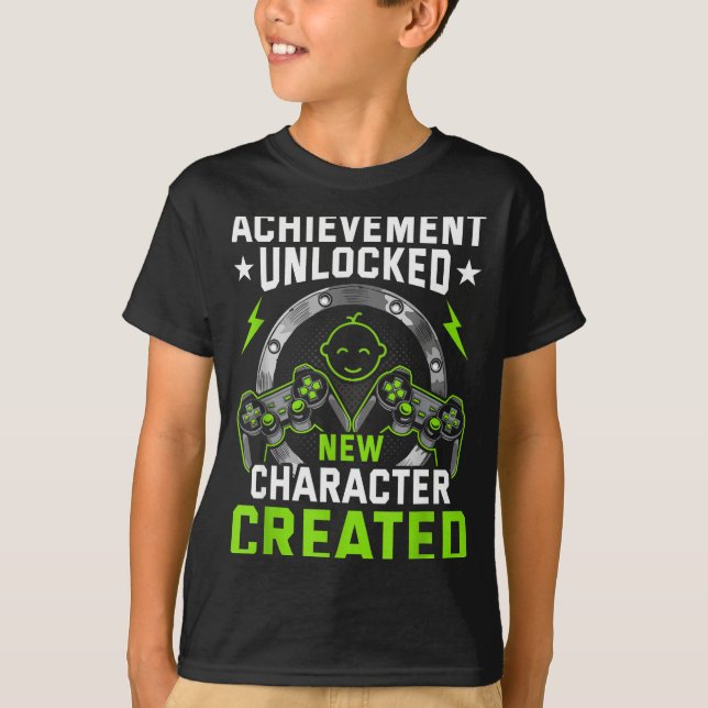 Achievement Unlocked New Character D Video Gamer  T Shirt (Framsida)