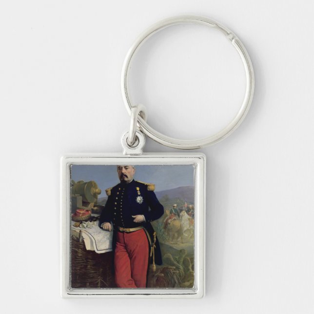 Achille Bazaine 1867 Fyrkantig Silverfärgad Nyckelring (Framsidan)