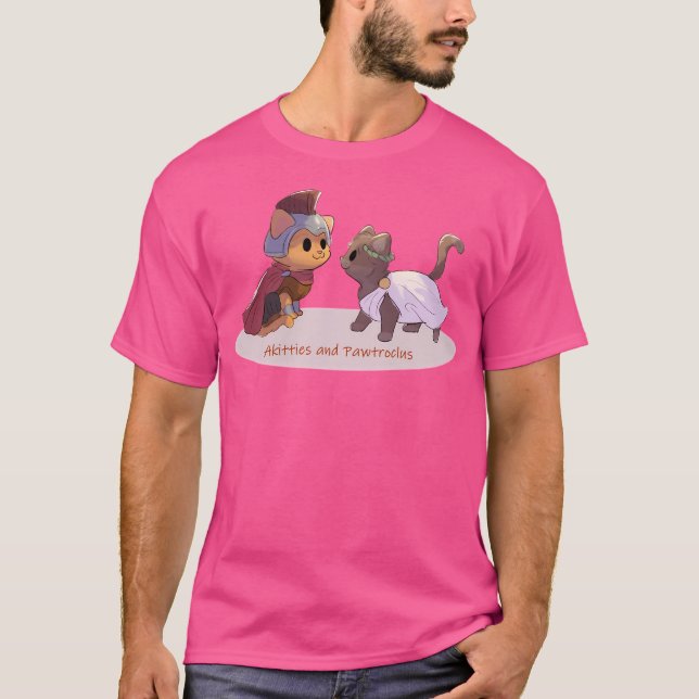 Achilles and Patroculus cat Pun T Shirt (Framsida)