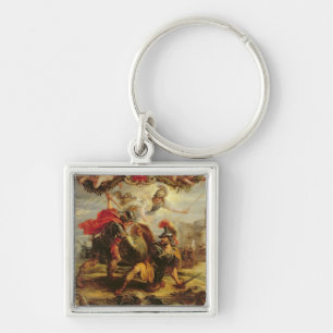 Achilles att besegra tyranniserar, 1630-32 fyrkantig silverfärgad nyckelring