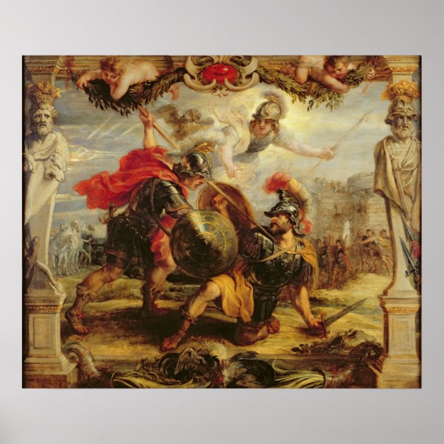 Achilles Defeat Hector, 1630-32 Poster (Framsidan)