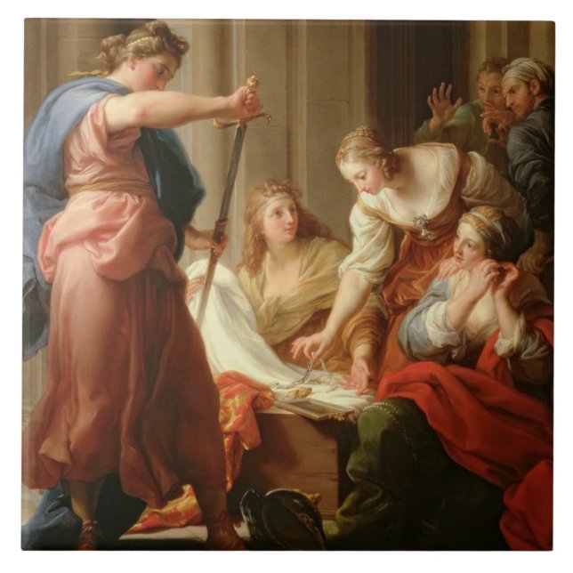 Achilles på domstolen av kungen Lycomedes med hans Kakelplatta (Framsidan)