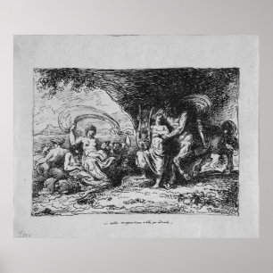 Achilles Taught by Centaur Chiron How to Play Lyre Poster