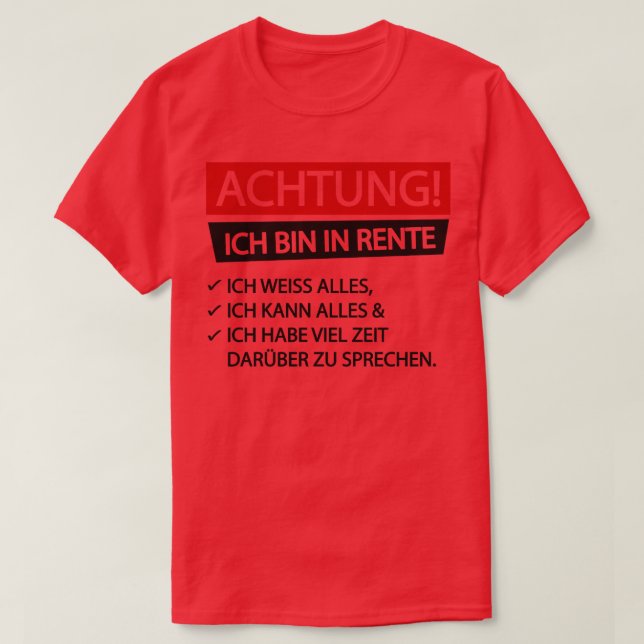 Achtung ich tunna in rente t shirt (Design framsida)