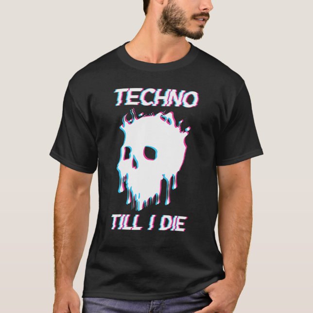 Acid Face Tekno Rave Music Hard Techno Raver Dark  T Shirt (Framsida)