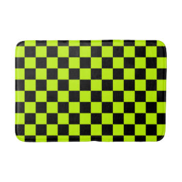 Acid green black checkerboard pattern badrumsmatta