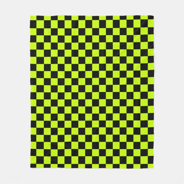 Acid green black checkerboard pattern fleecefilt (Framsidan)