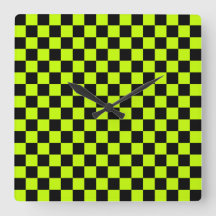 Acid green black checkerboard pattern