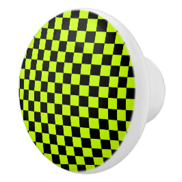 Acid green black checkerboard pattern knopp