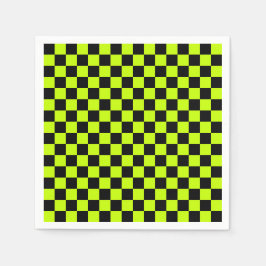 Acid green black checkerboard pattern pappersservett