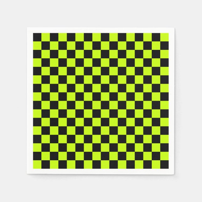 Acid green black checkerboard pattern pappersservett (Framsidan)