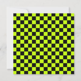 Acid green black checkerboard pattern tack kort