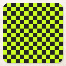 Acid green black checkerboard pattern underlägg papper kvadrat