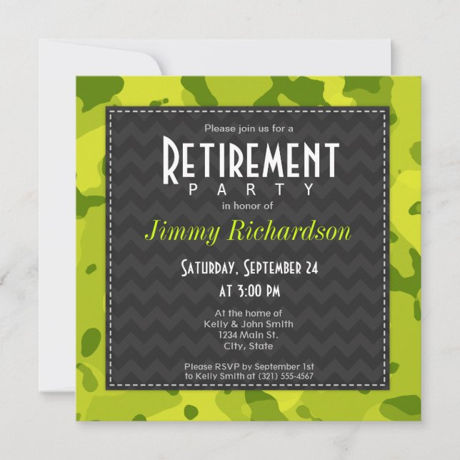 Acid Grönt Camo; Pension Party Inbjudan (Framsida)