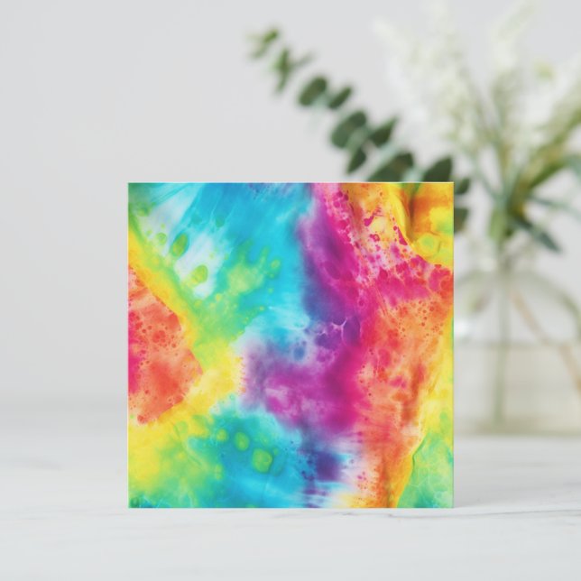Acid neon rainbow tie dye kort (Stående Fram)
