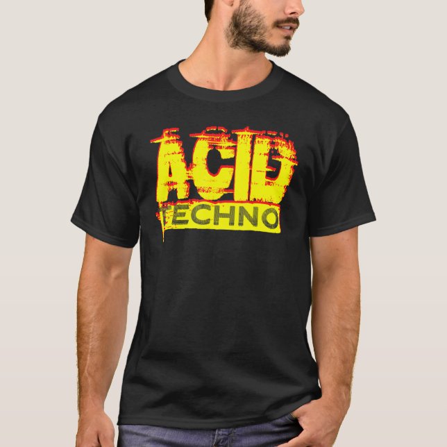 Acid Techno 303 Rave DJ Bassline Clubbing Festival T Shirt (Framsida)