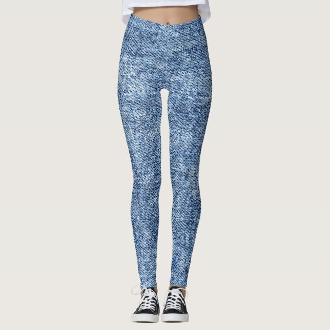 Acid tvättar blå denim, nära struktur. leggings (Framsida)