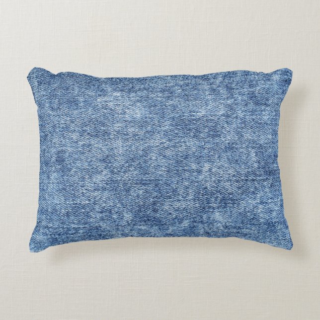 Acid tvättar blå denim, nära struktur. prydnadskudde (Framsidan)