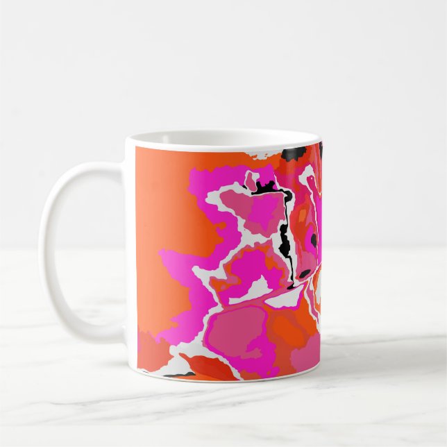 Acid Vivid Digital Psychedelic Bright Background.  Kaffemugg (Vänster)