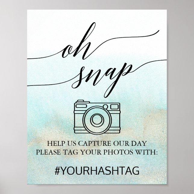 Ack- och fästtecken för vätefärgen Beach OH och Gu Poster (Framsidan)