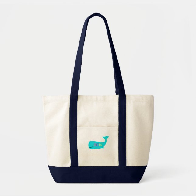 ACK Whale Tote Bag Tygkasse (Framsidan)
