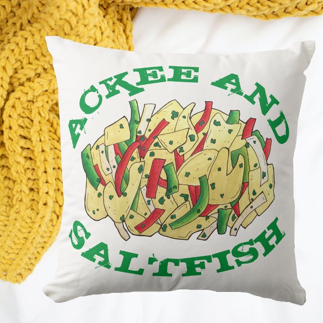 Acket och Saltfish Cod Jamaican Caribbean Food Kudde (Ackee and Saltfish Pillow)