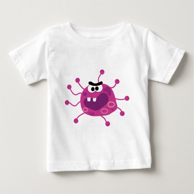 Äcklig enfaldig purpurfärgad tecknadbakterie t-shirt (Framsida)