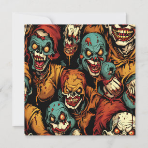 Äckliga skrämmande clown-zombies julkort