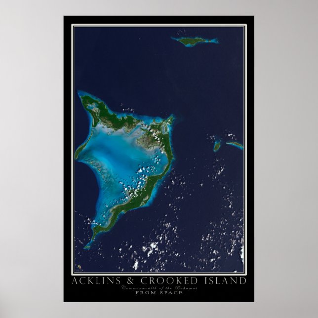 Ackliner och korkade öar Bahamas från Space Karta Poster (Framsidan)