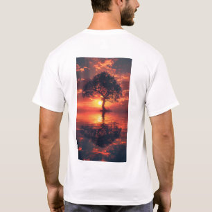 Acklit Träd vid solnedgången - Hyper Realist Refle T Shirt