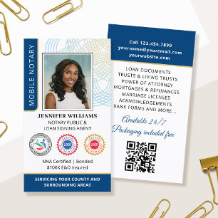 Ackreditering Notary Public Photo QR Code Blue Visitkort