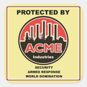 Acme Industries Security Sticker Fyrkantigt Klistermärke