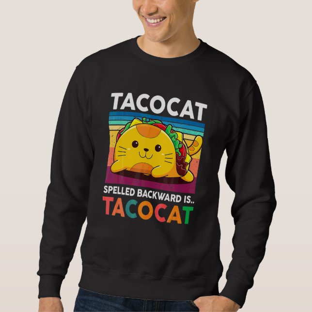 Aco Katt Kvinnor Män Ungdom Barn Stavade Baklänges Lång Ärmad Tröja (Framsida)