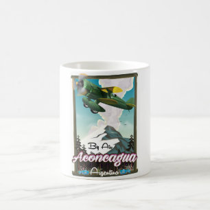 Aconcagua -Argentina vintage flygplansaffisch. Kaffemugg