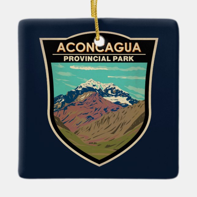 Aconcagua Provinsparken Argentina Travel Vintage Julgransprydnad Keramik (Framsida)