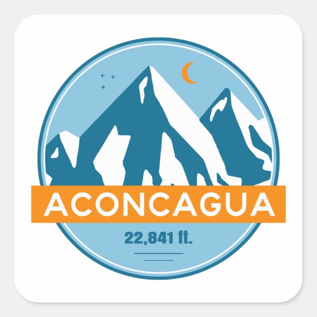 Aconcagua Stars Måne Fyrkantigt Klistermärke (Framsida)