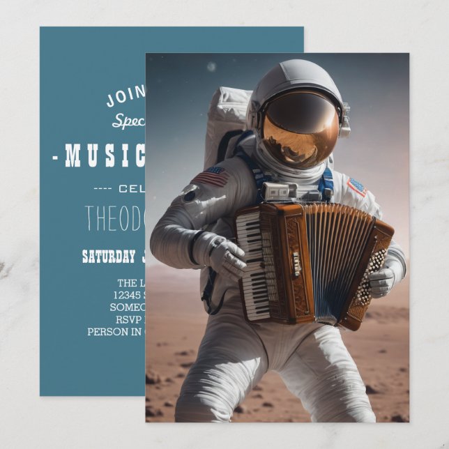 acordion astronaut-inbjudan inbjudningar (Fram/baksida)