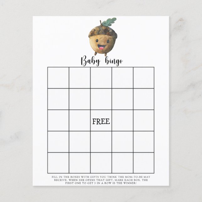 Acorn - Baby dusch bingo-spel (Framsida)