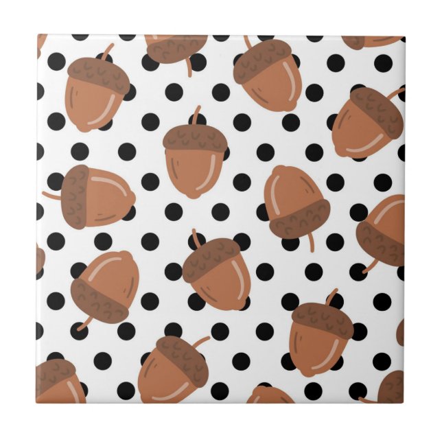 Acorn Black Dots Autumn Y2K Mönster Kakelplatta (Framsidan)