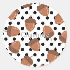 Acorn Black Dots Autumn Y2K Mönster Runt Klistermärke