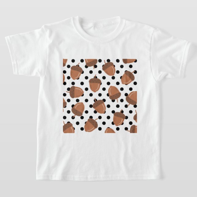 Acorn Black Dots Autumn Y2K Mönster T Shirt (Laydown)