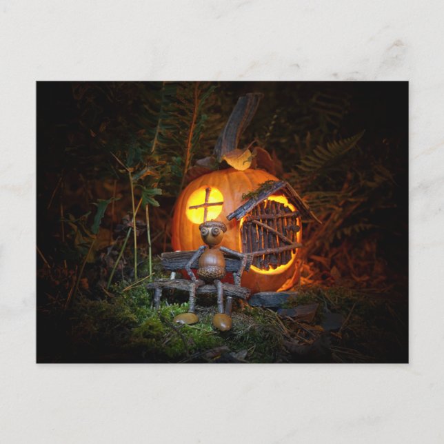 Acorn elf är sitta framför pumphuset vykort (Framsida)