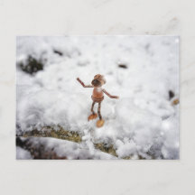 Acorn Elf ätande snö - vykort för vintern