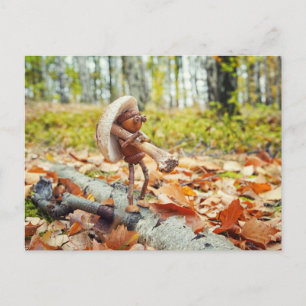 Acorn elf med toadstool-hösten vykort